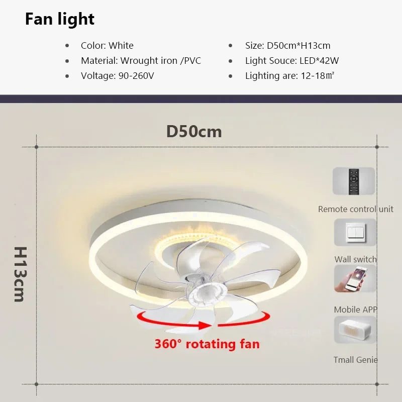 plafonnier moderne à leds avec ventilateur et télécommande