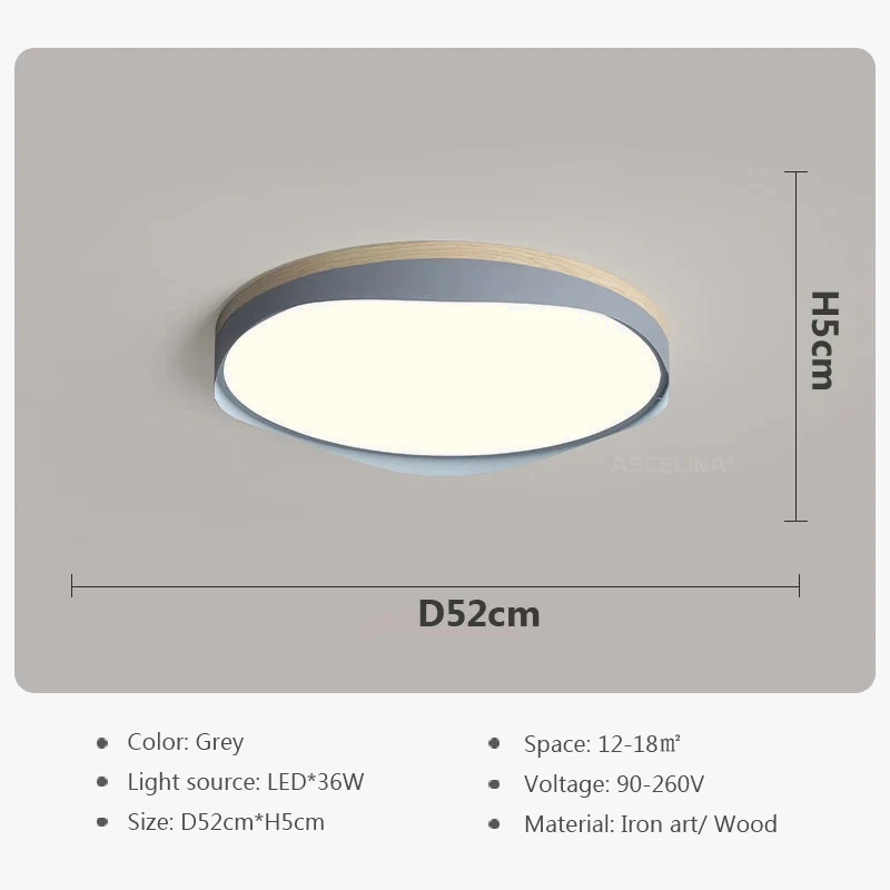 plafonnier moderne à leds circulaire grain de bois éclairage décoratif