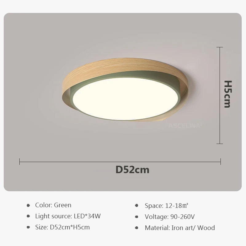 plafonnier moderne à leds circulaire grain de bois éclairage décoratif