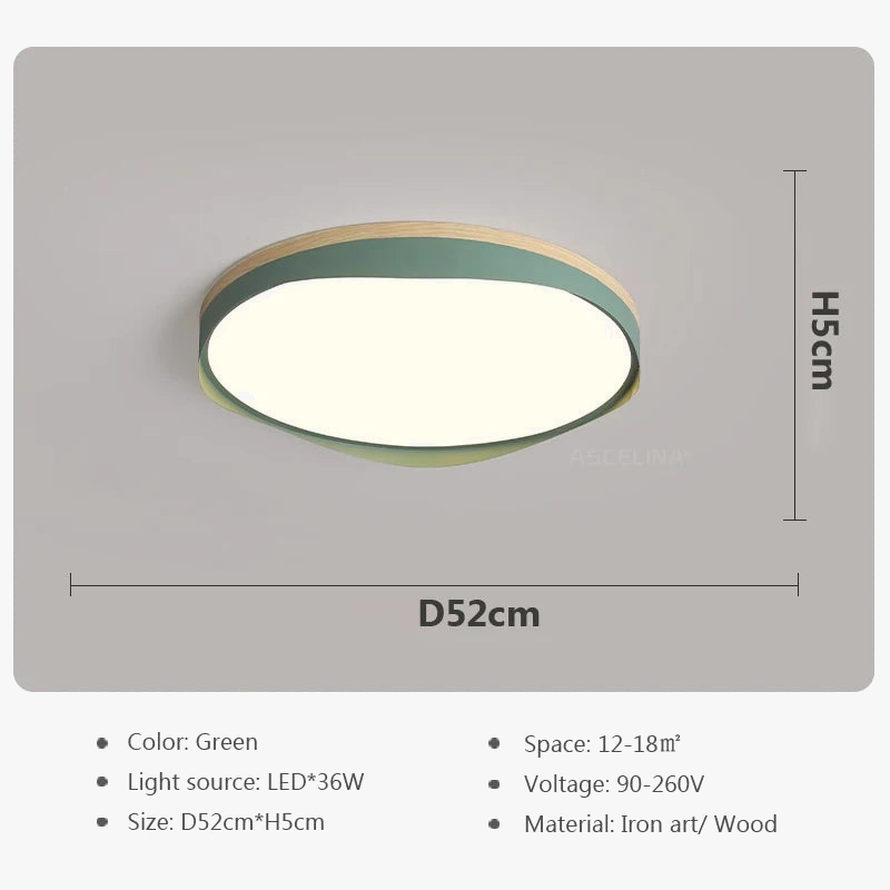 plafonnier moderne à leds circulaire grain de bois éclairage décoratif