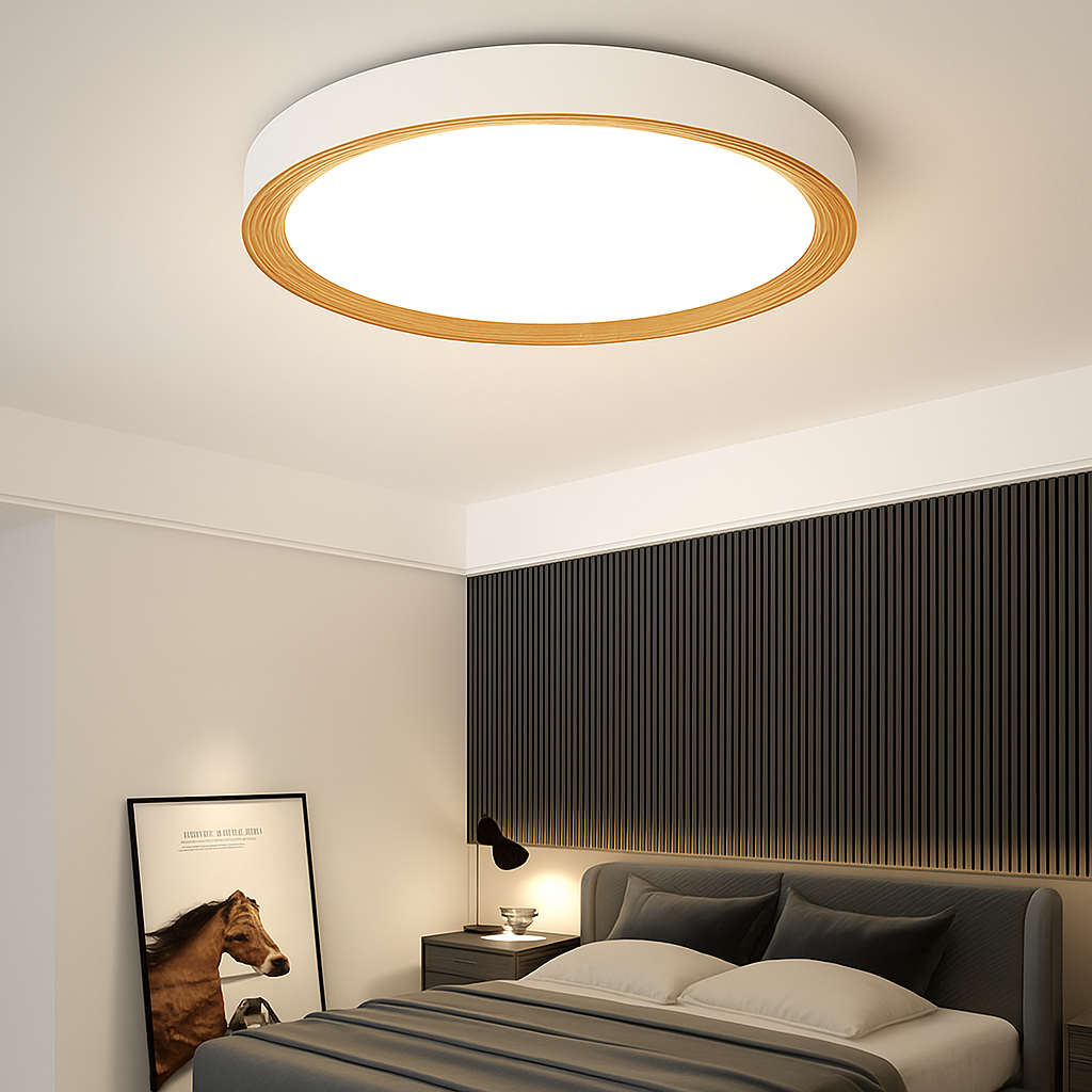 plafonnier moderne à leds en bois pour éclairage intérieur