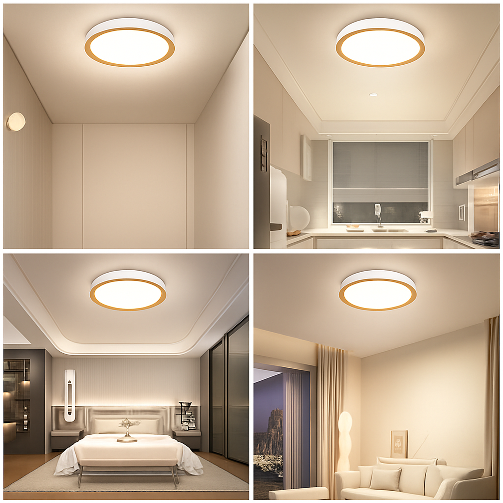 plafonnier moderne à leds en bois pour éclairage intérieur