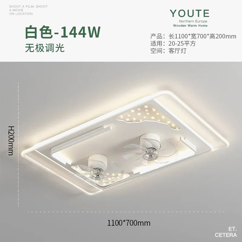 plafonnier moderne nordique avec ventilateur intégré silencieux