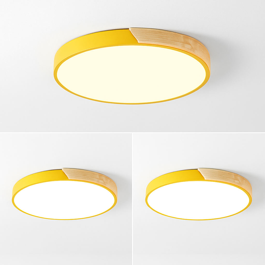 Plafonnier moderne rond métallique et coloré Leonidas