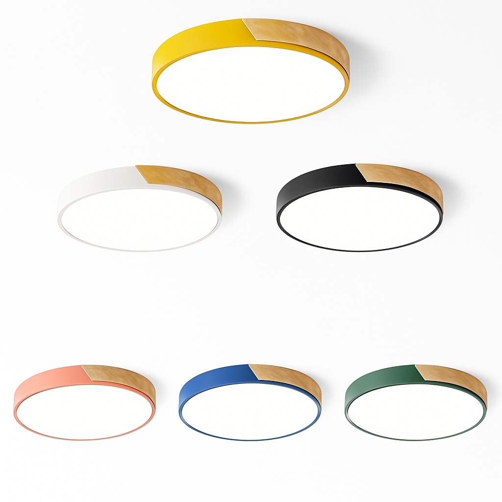 Plafonnier moderne rond métallique et coloré Leonidas