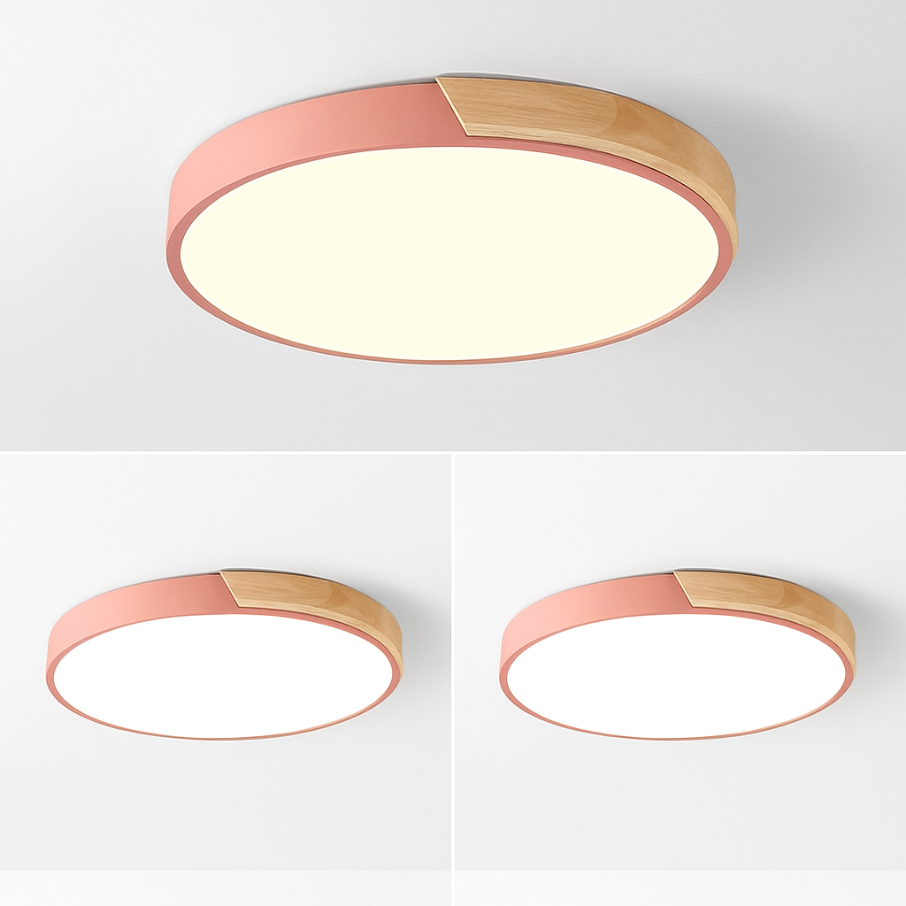 Plafonnier moderne rond métallique et coloré Leonidas