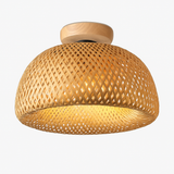 Plafonnier moderne ronde en bambou naturel Solferino