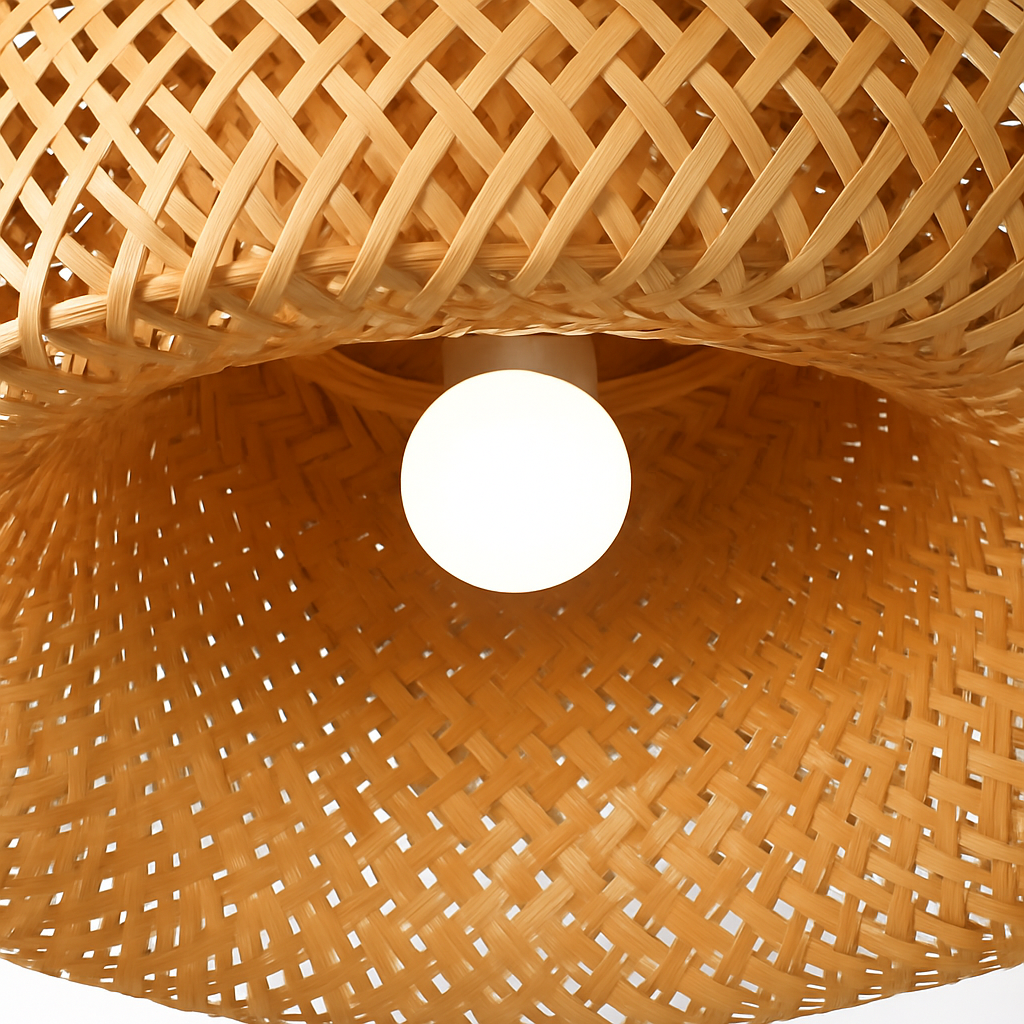 Plafonnier moderne ronde en bambou naturel Solferino