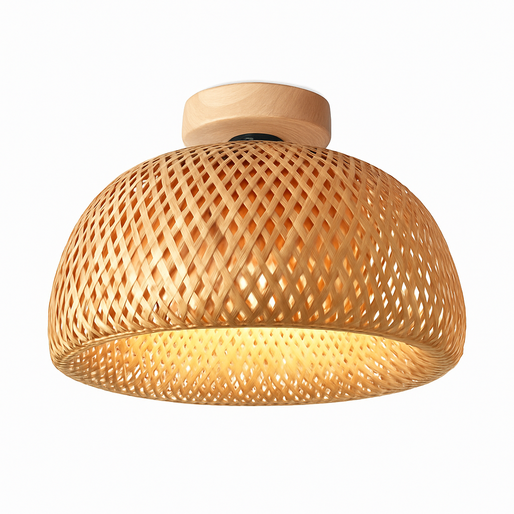 Plafonnier moderne ronde en bambou naturel Solferino