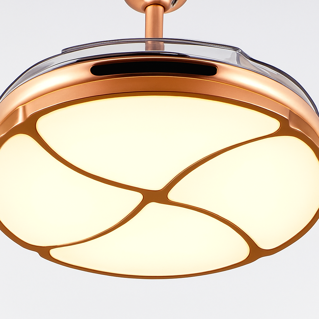 plafonnier moderne silencieux avec lumière intégrée et ventilateur