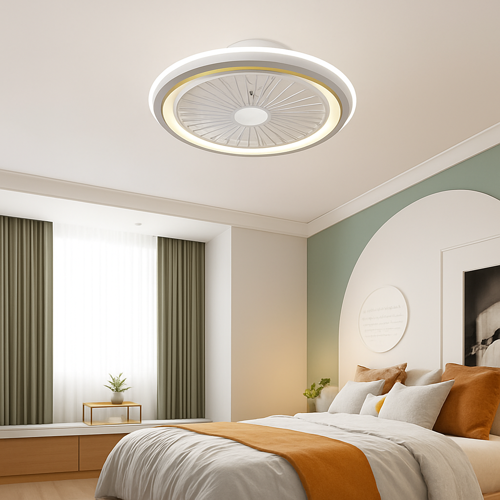 plafonnier moderne silencieux avec ventilateur et lumière télécommandé