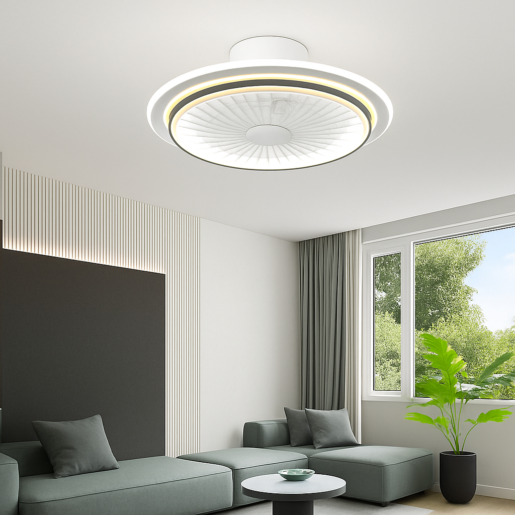 plafonnier moderne silencieux avec ventilateur et lumière télécommandé