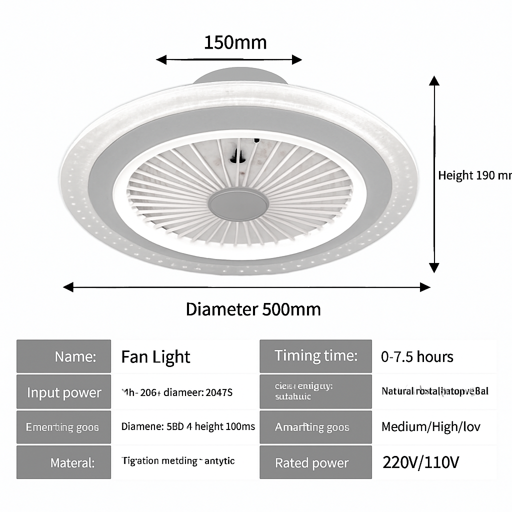 plafonnier moderne silencieux avec ventilateur et lumière télécommandé