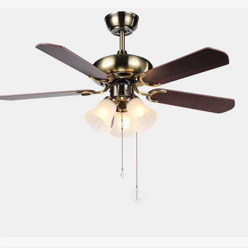 plafonnier moderne ventilateur avec lumière design bois 5 pales