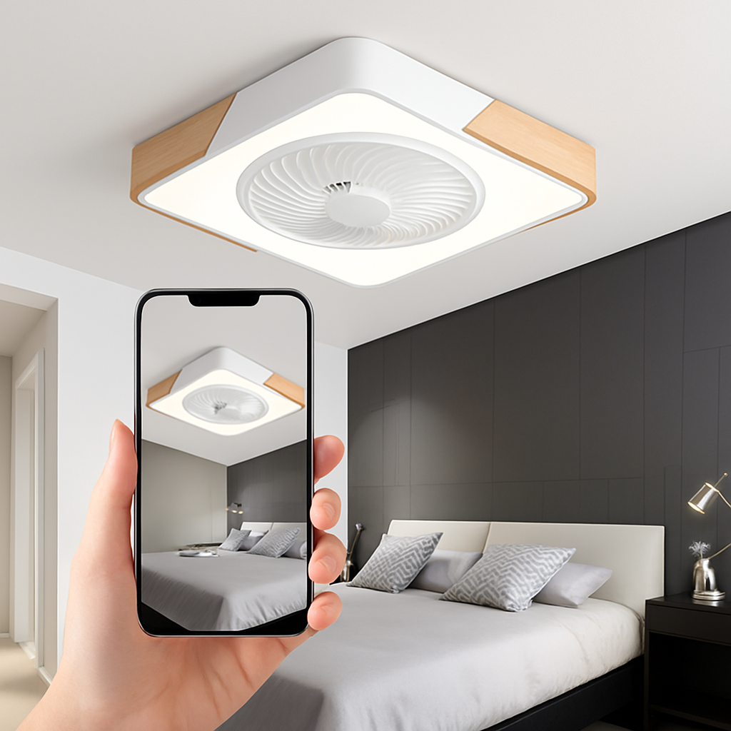 plafonnier moderne ventilateur led ultra mince télécommande design intelligent