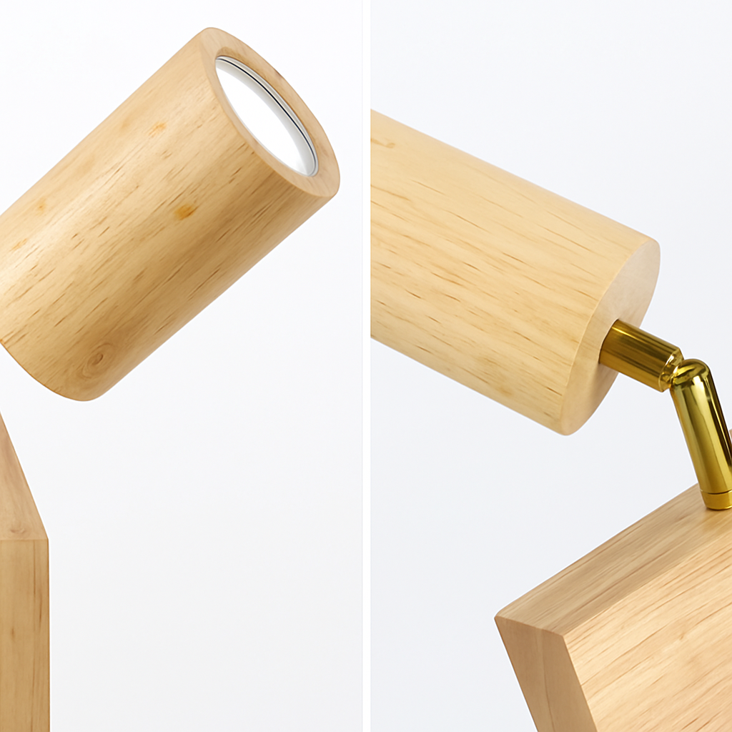 plafonnier nordique en bois avec projecteur rotatif réglable