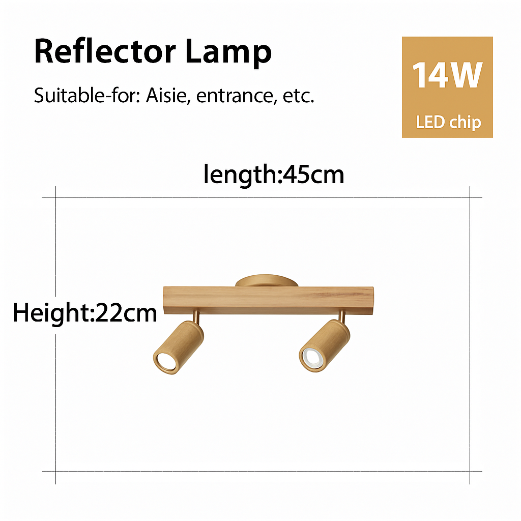 plafonnier nordique en bois avec projecteur rotatif réglable
