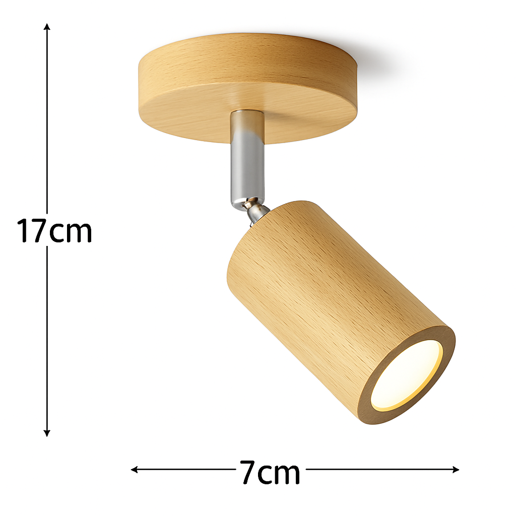 plafonnier nordique en bois avec projecteur rotatif réglable
