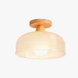 Plafonnier nordique en bois lampe en verre dépoli salon allée chambre vestiaire balcon couloir lampes et lanternes