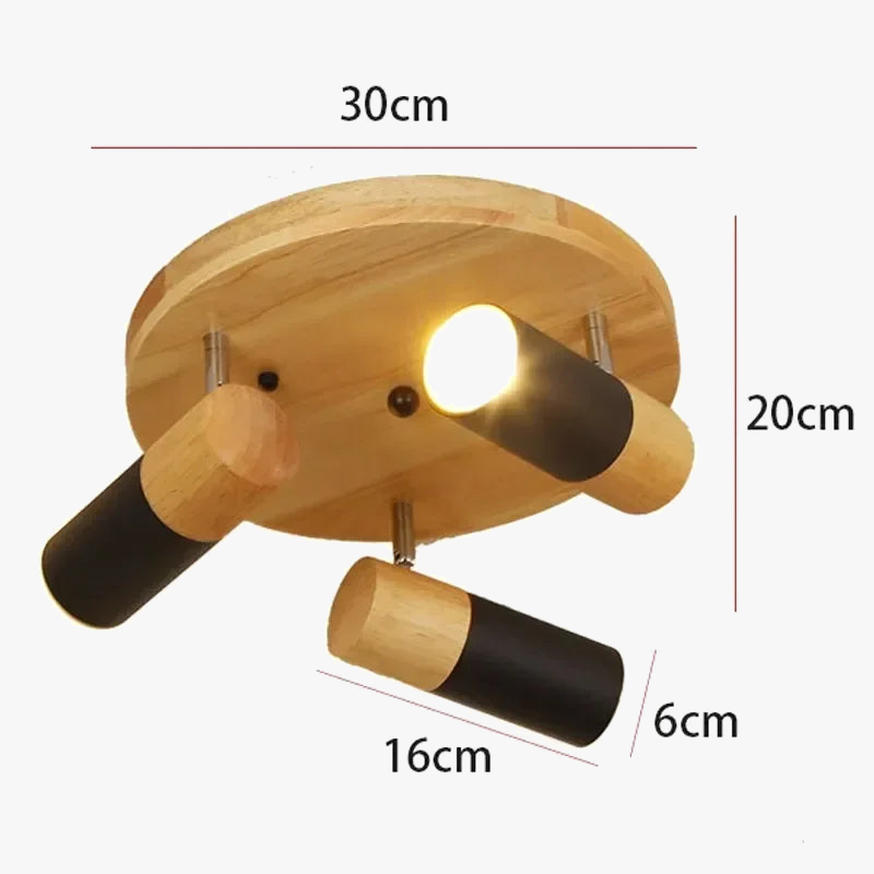 plafonnier nordique en bois à led rotatif multi-têtes décoratif