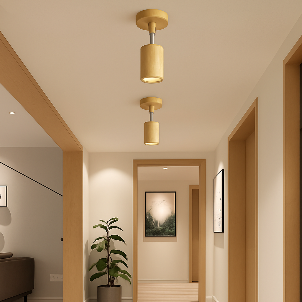 plafonnier nordique en bois massif pour décoration intérieure