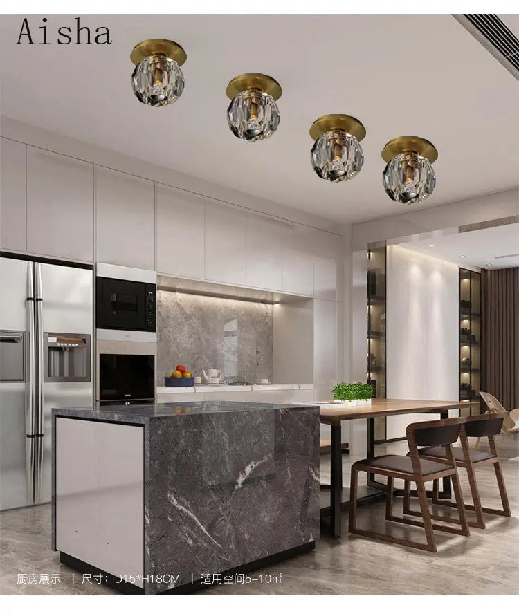 plafonnier nordique en cristal pour décoration intérieure élégante