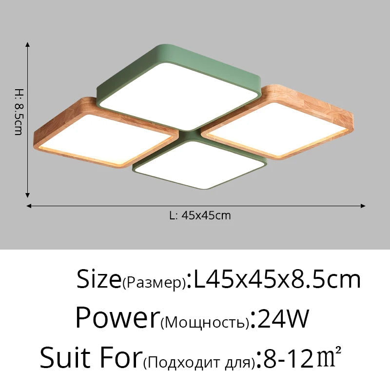 plafonnier nordique encastré rectangle led bois macaron