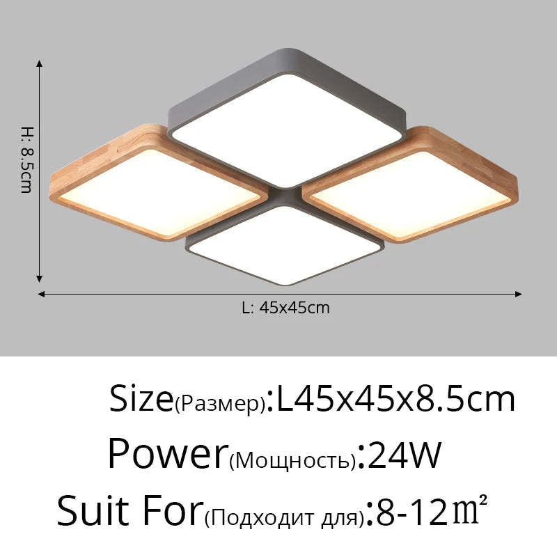 plafonnier nordique encastré rectangle led bois macaron