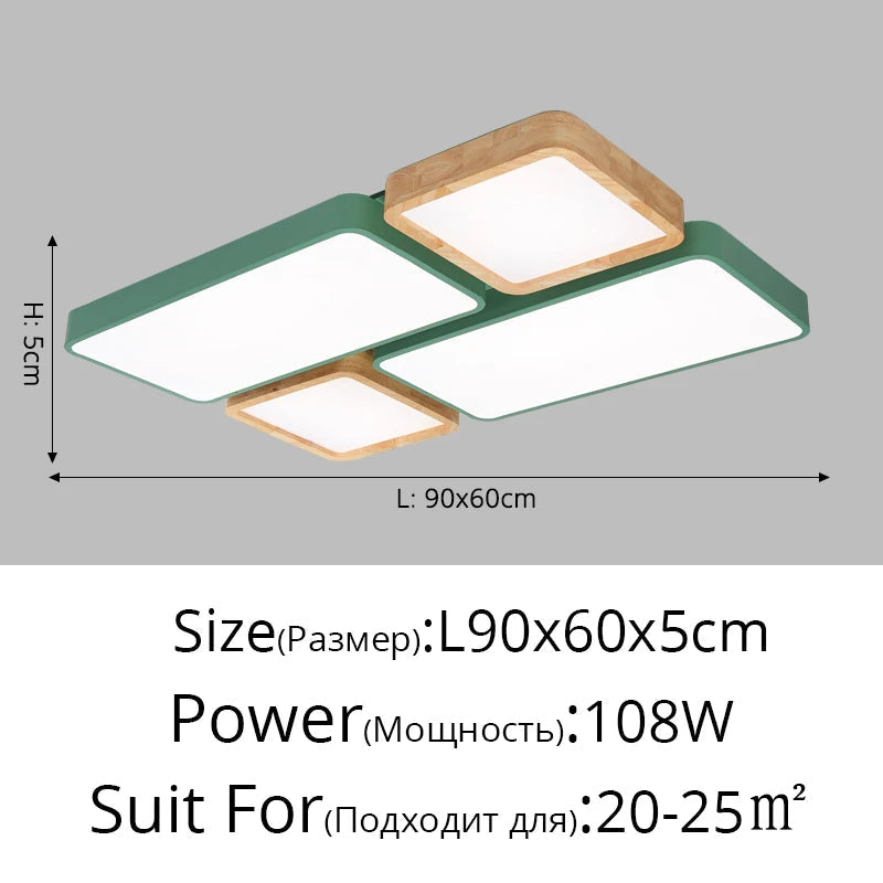 plafonnier nordique encastré rectangle led bois macaron