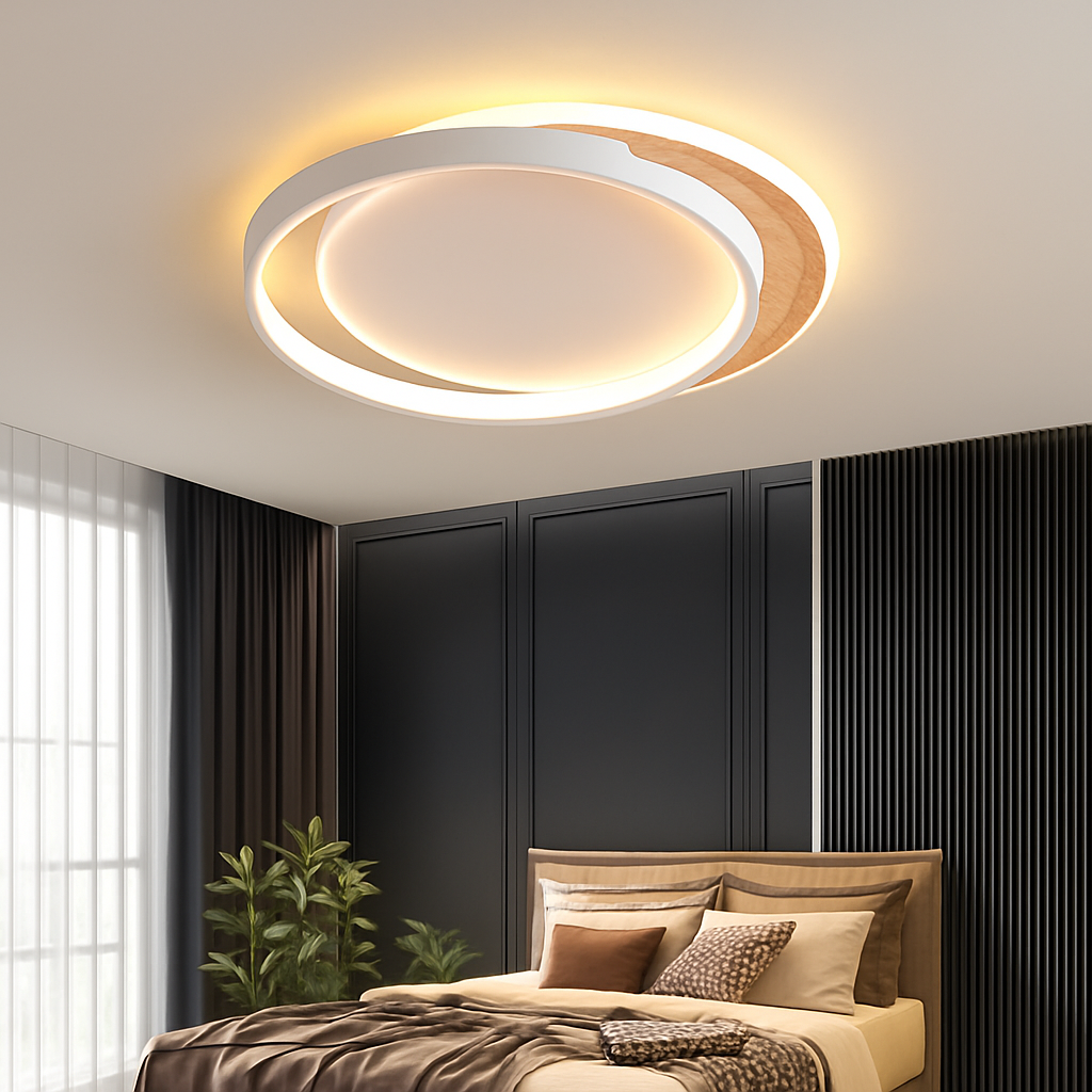 plafonnier nordique led en bois aluminium ultra-mince et créatif