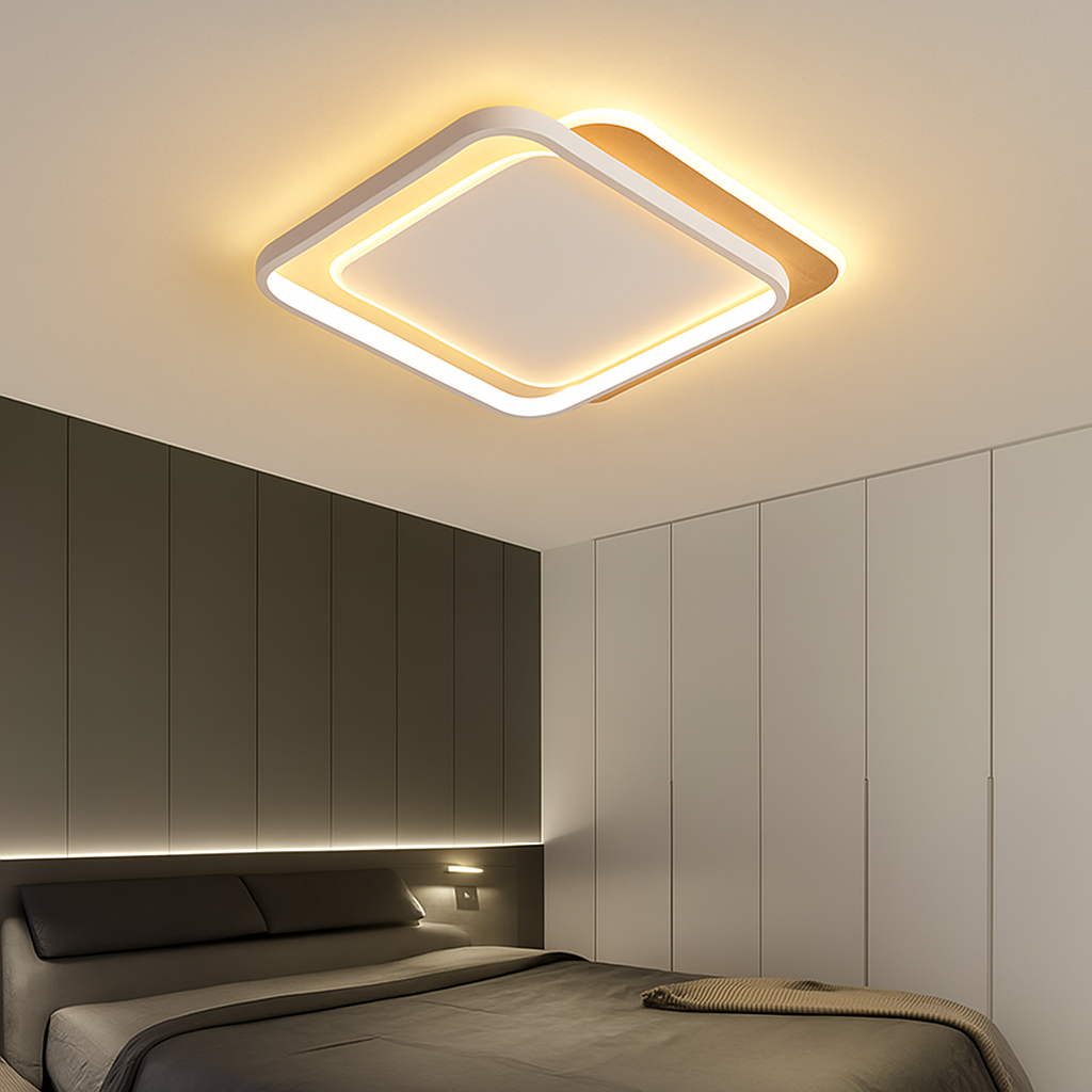 plafonnier nordique led en bois aluminium ultra-mince et créatif