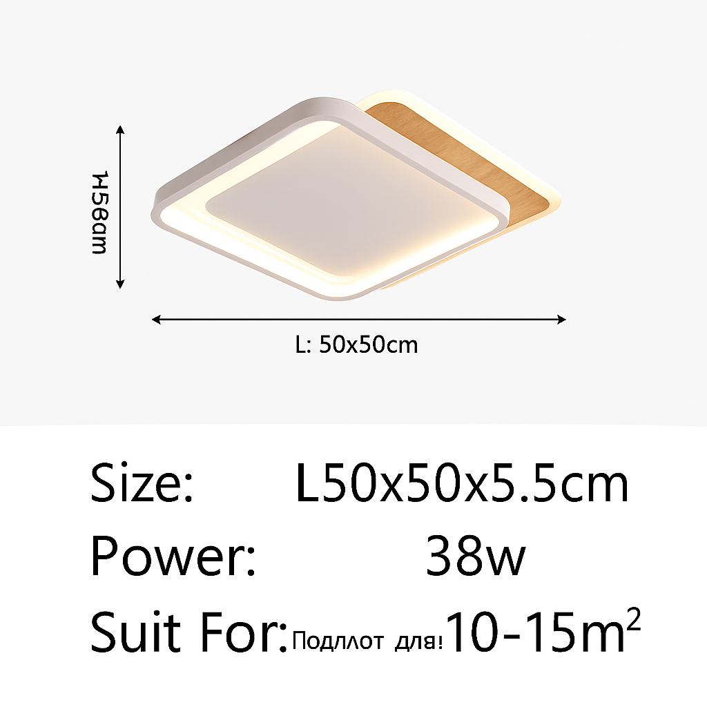 plafonnier nordique led en bois aluminium ultra-mince et créatif