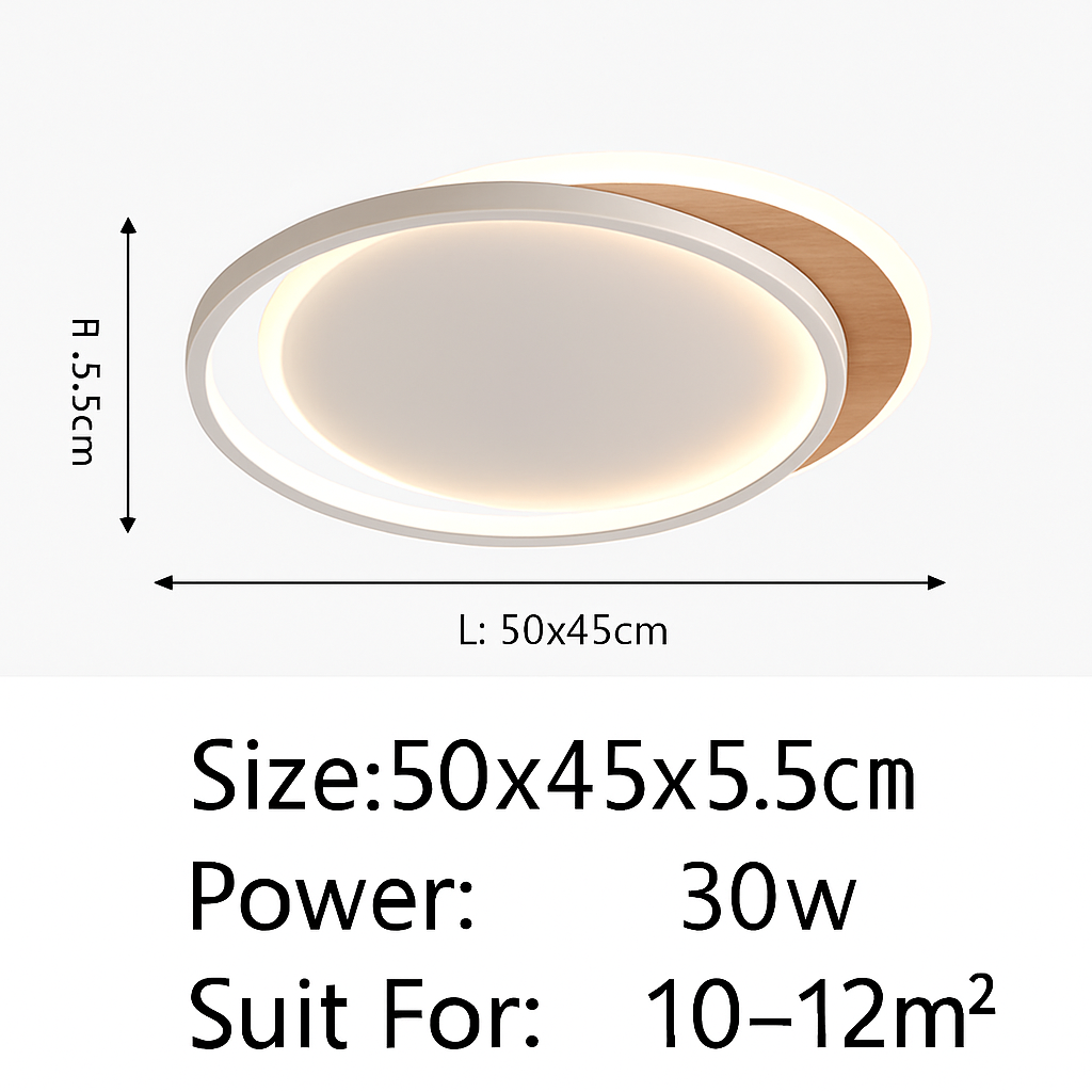 plafonnier nordique led en bois aluminium ultra-mince et créatif