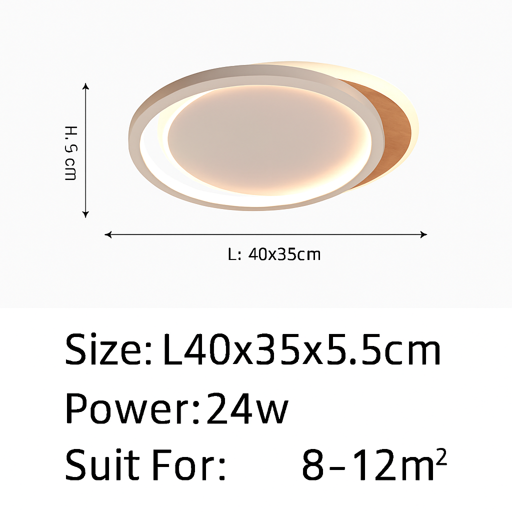 plafonnier nordique led en bois aluminium ultra-mince et créatif