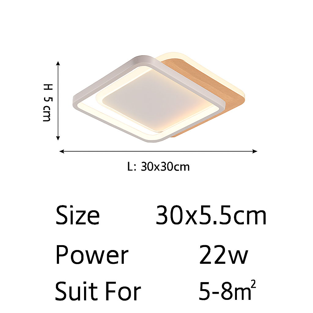 plafonnier nordique led en bois aluminium ultra-mince et créatif