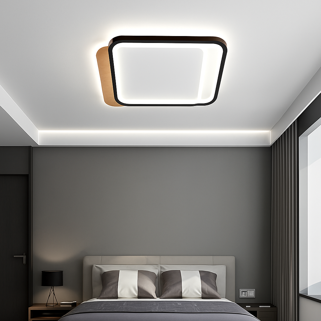 plafonnier nordique led en bois aluminium ultra-mince et créatif