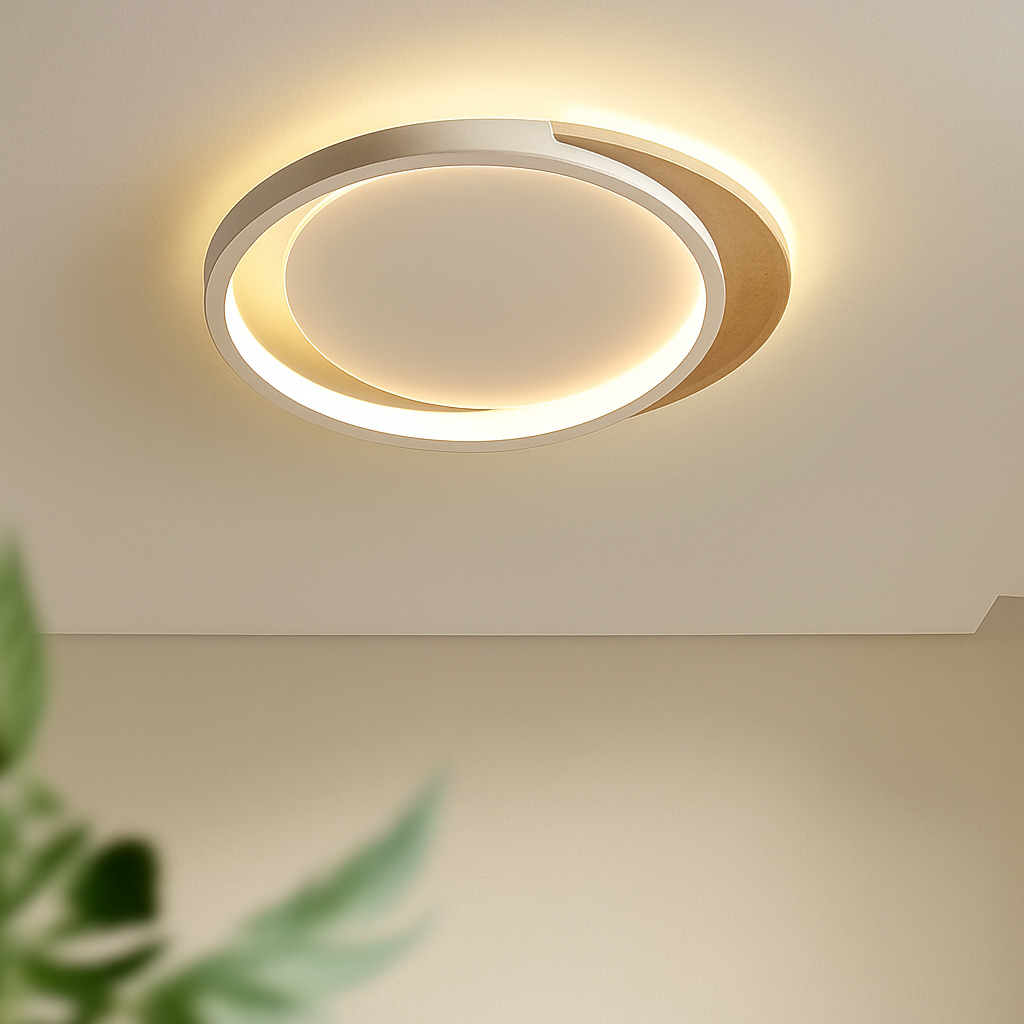 plafonnier nordique led en bois aluminium ultra-mince et créatif