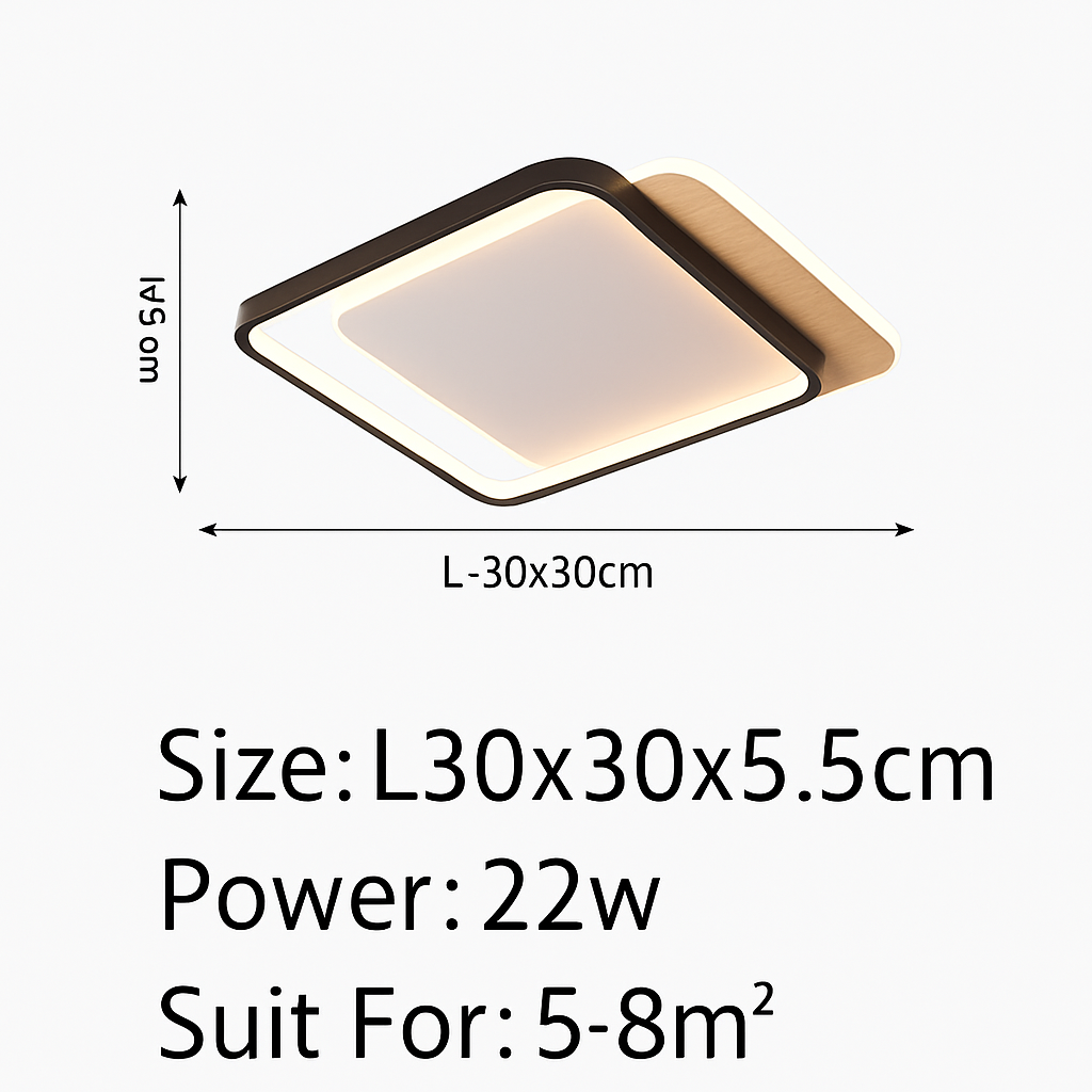 plafonnier nordique led en bois aluminium ultra-mince et créatif