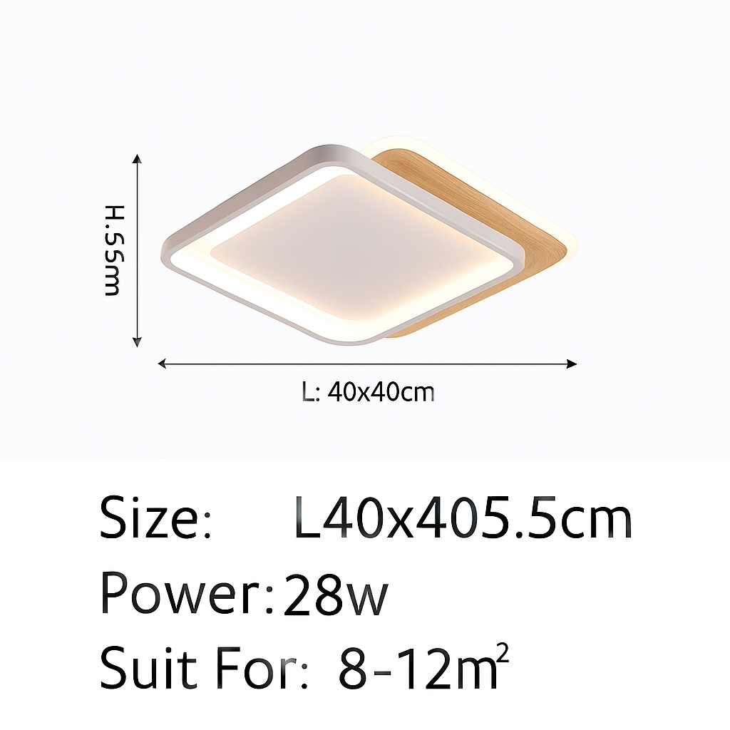 plafonnier nordique led en bois aluminium ultra-mince et créatif