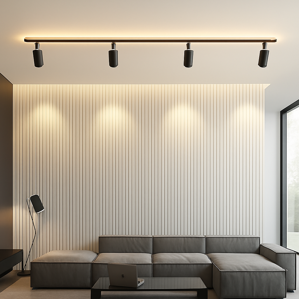 plafonnier nordique moderne avec spots design élégant et lumineux