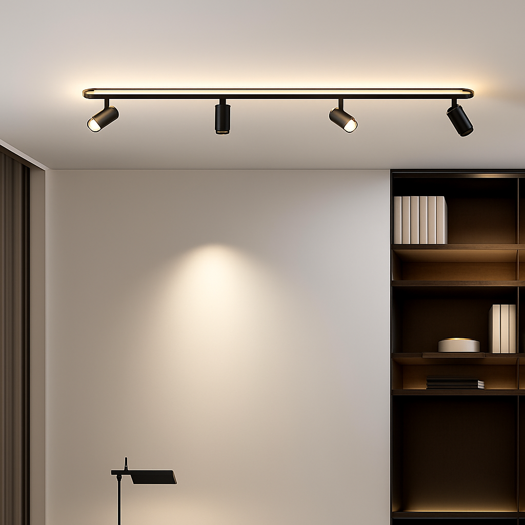plafonnier nordique moderne avec spots design élégant et lumineux
