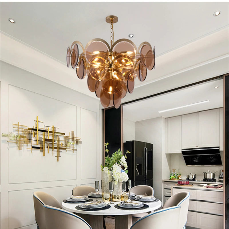 plafonnier nordique moderne en verre fumé style intérieur à la mode