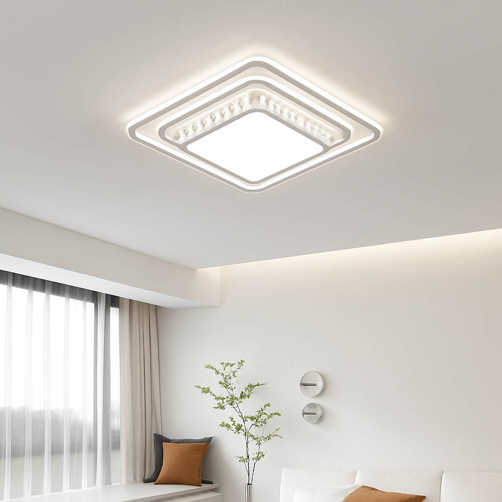 plafonnier nordique post-moderne luxueux en cristal simple