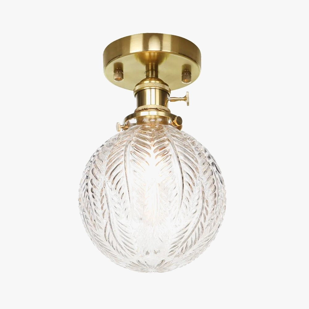 plafonnier nordique style cuivre avec abat-jour en verre