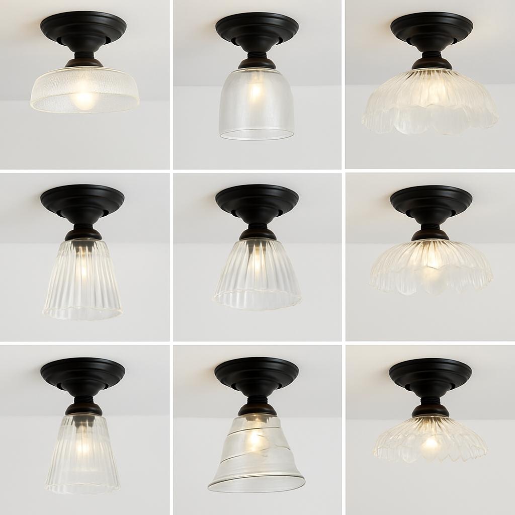 plafonnier rétro américain avec couvercle en verre pour décoration créative