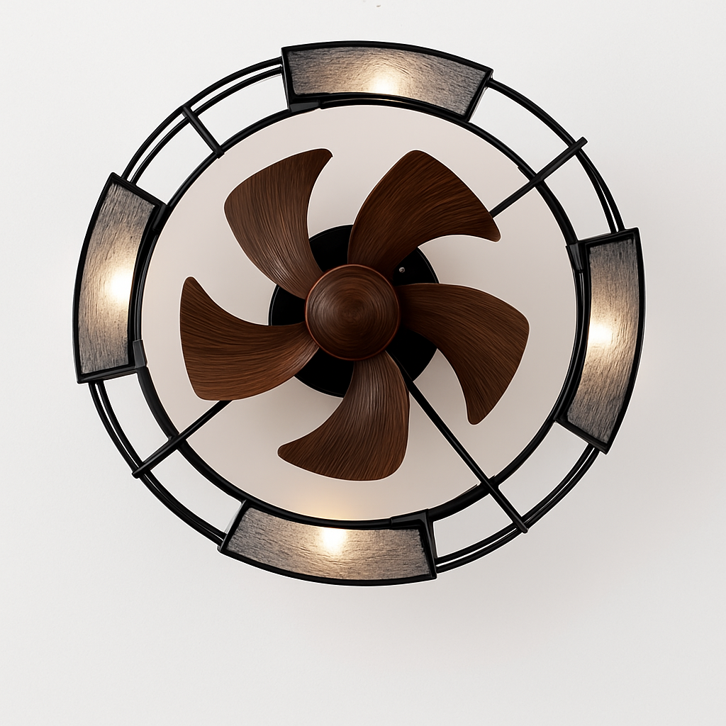 plafonnier rétro avec ventilateur et lumière design moderne