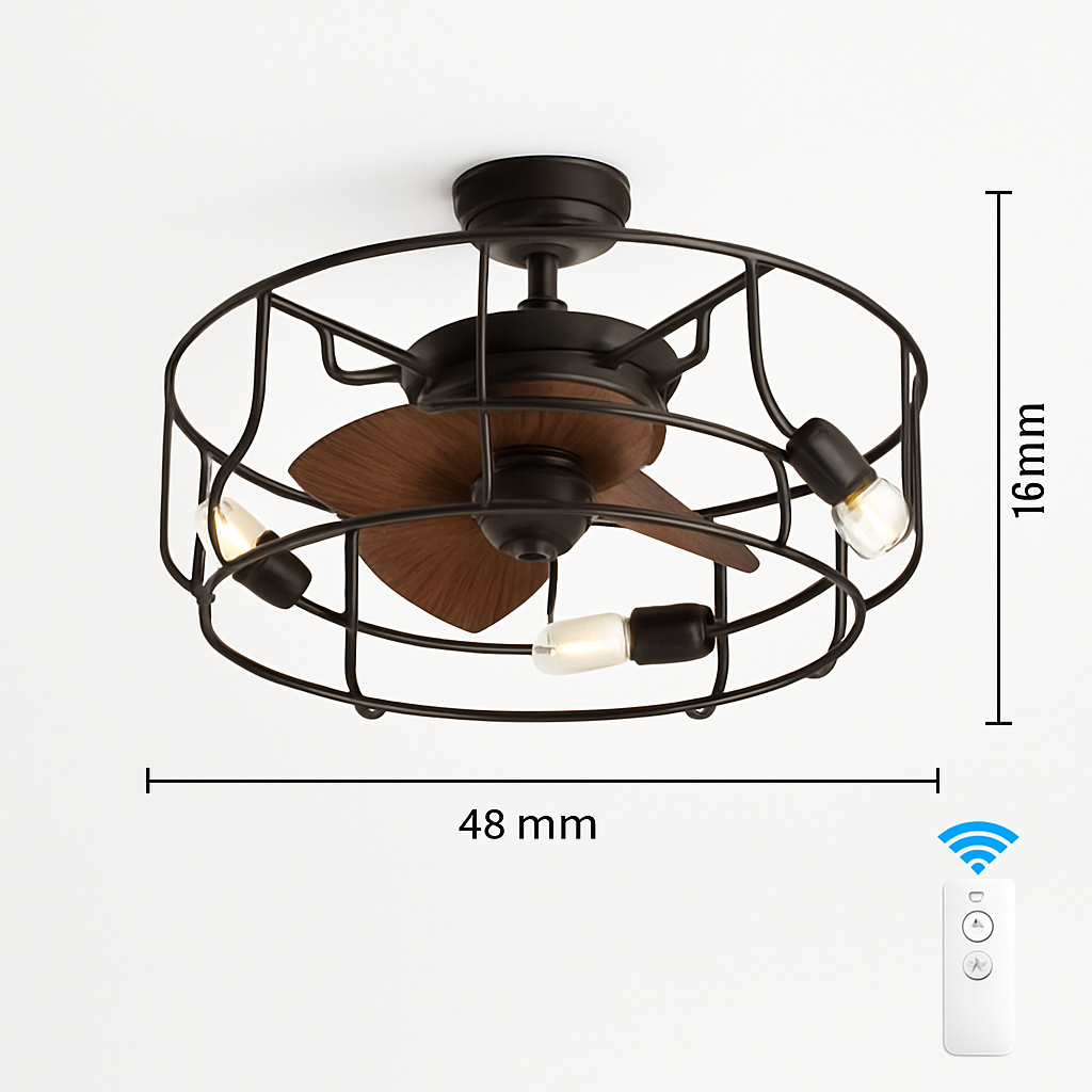plafonnier rétro avec ventilateur et lumière design moderne