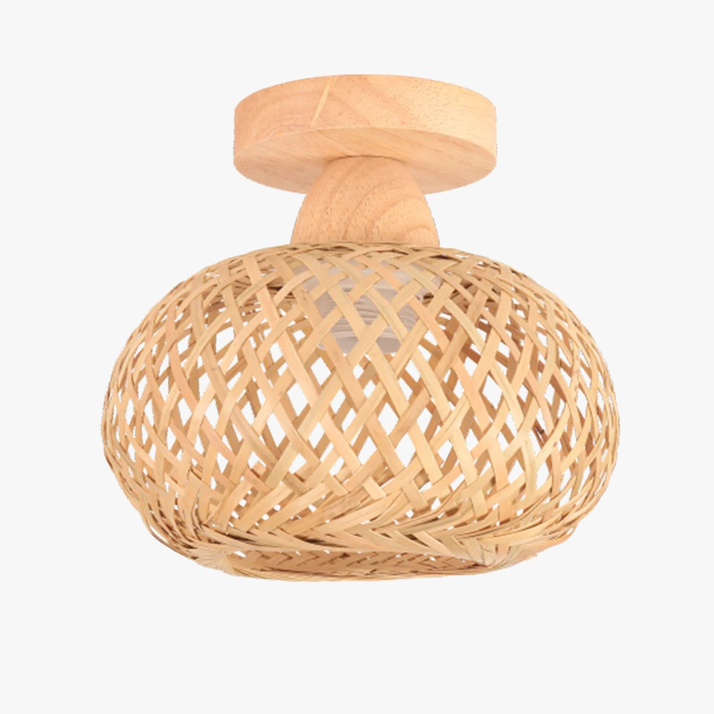 plafonnier rétro en bambou tissé pour décoration intérieure
