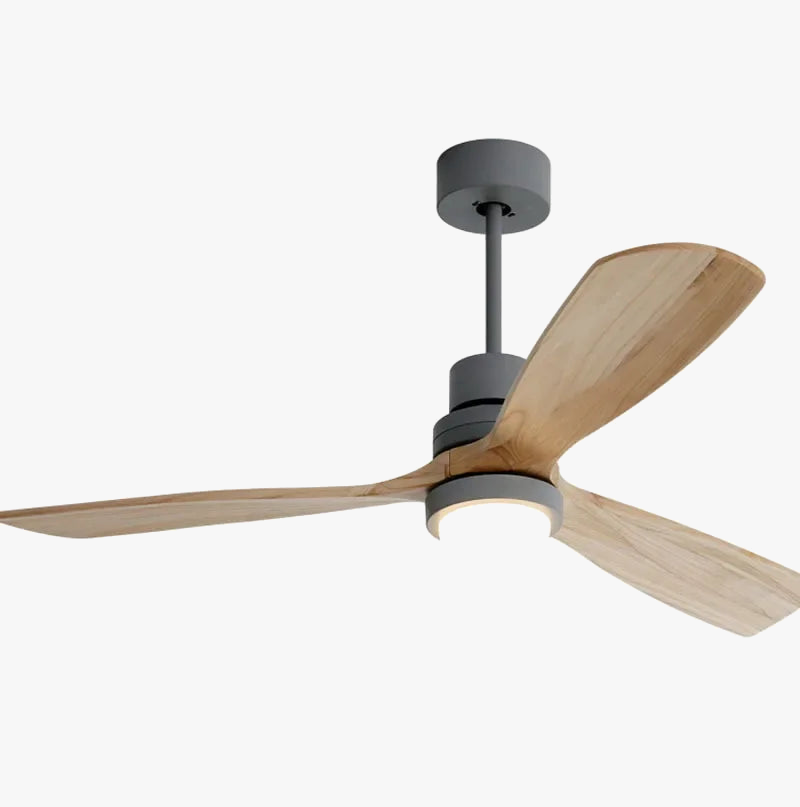 plafonnier rétro en bois avec ventilateur intégré et lumière led
