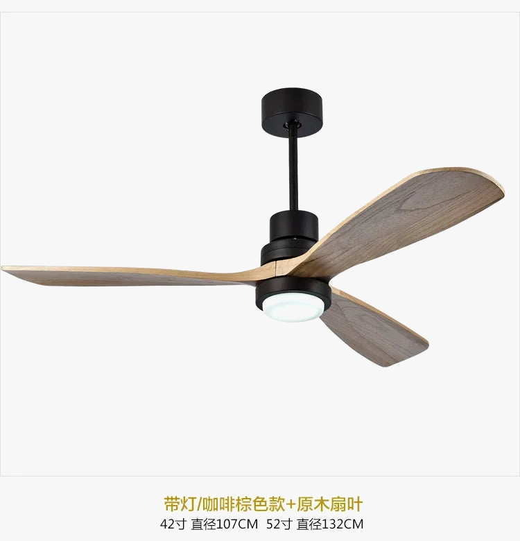 plafonnier rétro en bois avec ventilateur intégré et lumière led